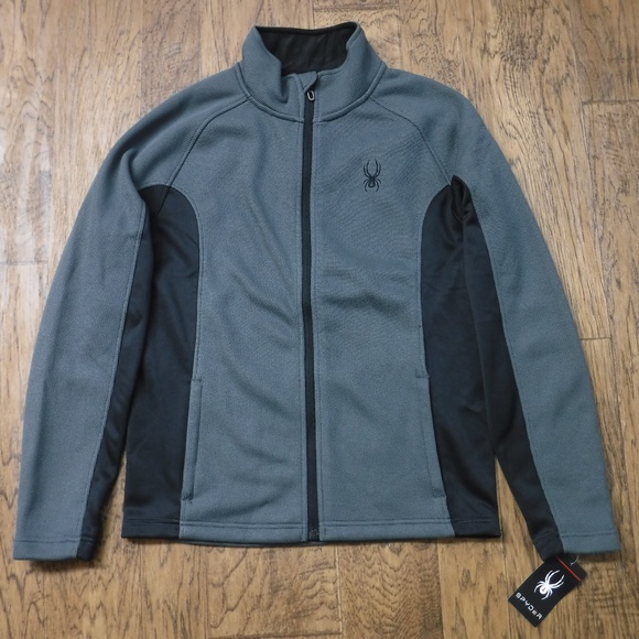 Spyder Gray&Black Full Zip Long Sleeve Polar Jacket Men's M